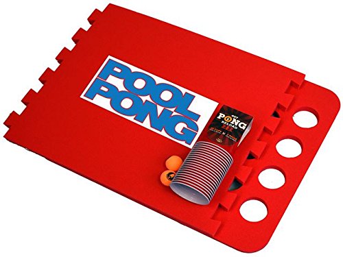 Red Pool Pong Foam Beer Pong Table - 6ft, Foam, All Weather, Portable - Floats Anywhere