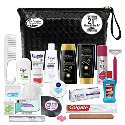 Convenience Kits International Women’s Premium 21-Piece Assembled Necessities Travel Kit, Featuring: L'Oreal Paris Hair Products