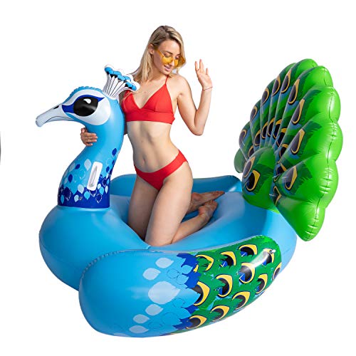 JOYIN Inflatable Peacock Pool Float, Fun Beach Floaties, Swim Party Toys, Pool Island, Summer Pool Raft Lounge for Adults & Kids