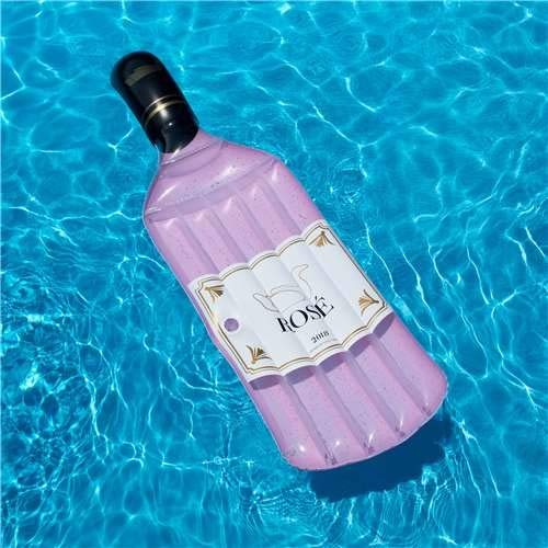 Swimline 90654 ROSÉ Float, Inflatable Pool Mattress, One Size, Pink/White/Clear/Black/Gold Accent