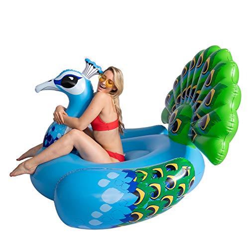 JOYIN Inflatable Peacock Pool Float, Fun Beach Floaties, Swim Party Toys, Pool Island, Summer Pool Raft Lounge for Adults & Kids