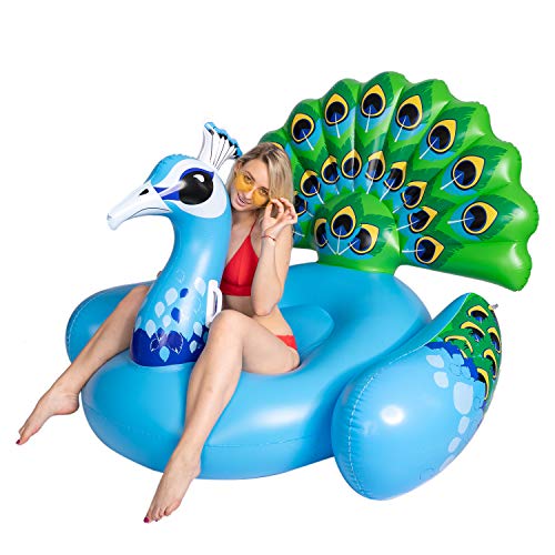 JOYIN Inflatable Peacock Pool Float, Fun Beach Floaties, Swim Party Toys, Pool Island, Summer Pool Raft Lounge for Adults & Kids