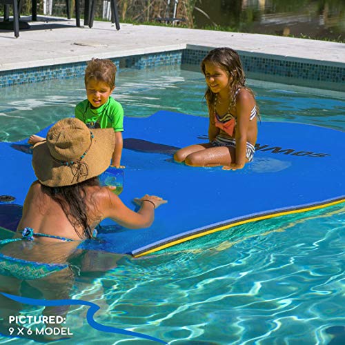 Floating Island for Lakes or Pools - 18 x 6 Feet (Blue/Black /Yellow)