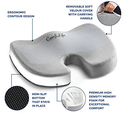 ComfiLife Gel Enhanced Seat Cushion Non Slip Orthopedic Gel & Memory Foam 