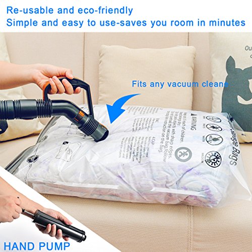 Space Saving Vacuum Seal Bags, Clothes Storage Compressed Reusable Org