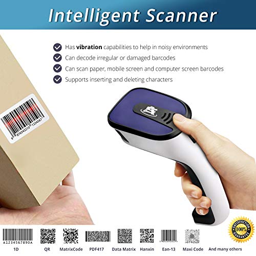 ScanAvenger Portable Wireless Bluetooth Barcode Scanner: 3-in-1 Hand Scanners - Cordless, Rechargeable 1D and 2D Scan Gun for Inventory Management - Wireless, Handheld, USB Bar Code/QR Code Reader