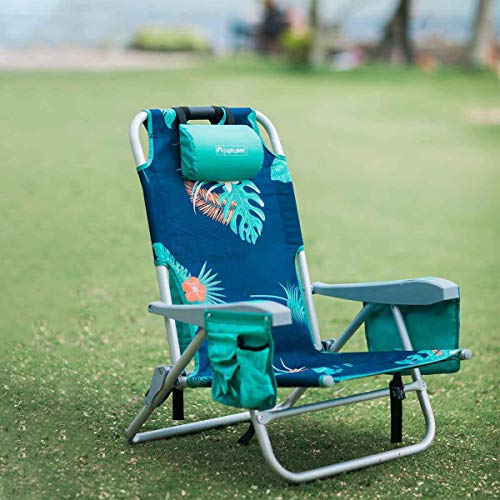 Lightspeed Outdoors Reclining Beach Chair | Lightweight Folding Chair (Deep Tropics)