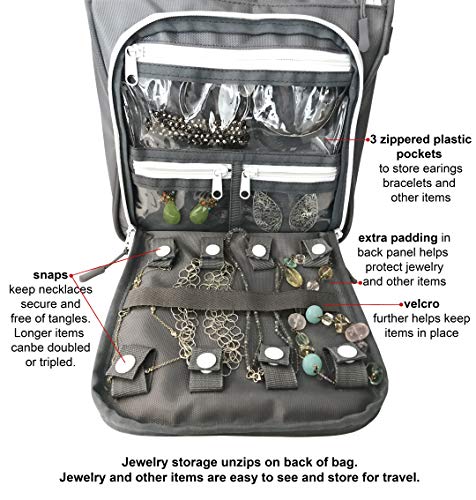 flat travel toiletry bags WAYFARER SUPPLY Hanging Toiletry Bag w/Jewelry Organizer, Grey