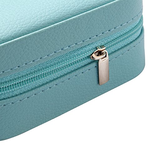Vlando Small Travel Jewelry Box Organizer Display Case for Girls Women Gift Rings Earrings Necklaces Storage, Blue