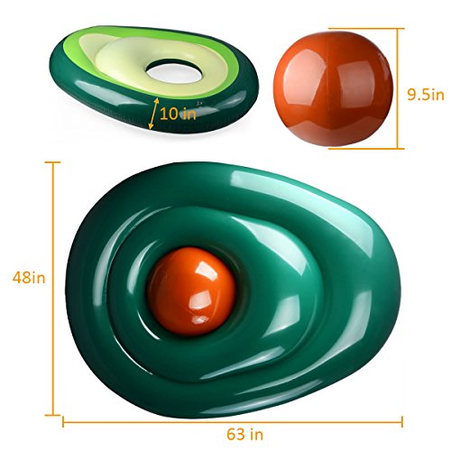 Aitey Pool Float, Giant Inflatable Avocado Pool Floatie with Ball Water Fun Summer Swimming Pool Raft Lounge Beach Floaty Party Toys for Kids