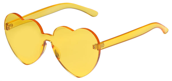 One Piece Heart Shaped Rimless Sunglasses Transparent Candy Color Eyewear(Yellow)