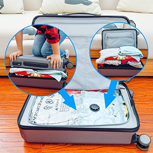 8 Piece Clothes Travel Vacuum Storage Bag - (2 x Extra Large + 4 x
