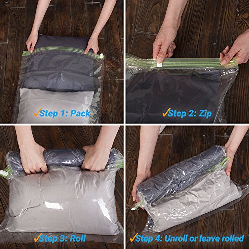 Travel Reusable Roll Up Compression Storage Bags For Suitcases Vacuum  Storage Bags For Travel/Home Storage No Pump Needed 4 Size