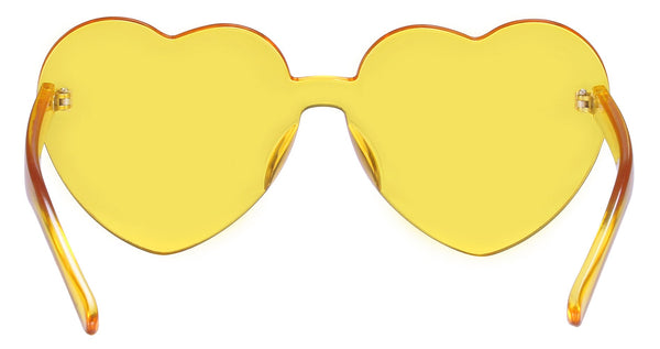 One Piece Heart Shaped Rimless Sunglasses Transparent Candy Color Eyewear(Yellow)