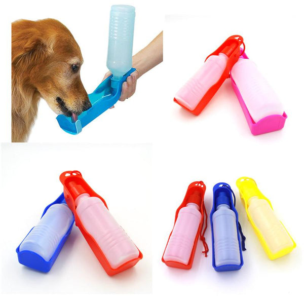 Foldable Pet Dog Drinking Water Bottles Travel Hand Held Puppy Dogs Squeeze Water Bottle Dispenser Flip Down Water Pan