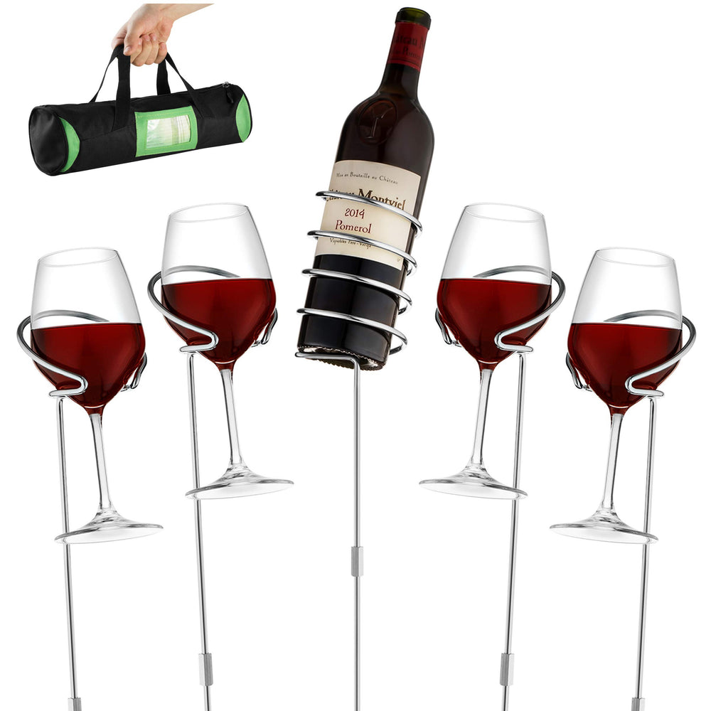 Wine Bottle & Cup Standing Holder Rack