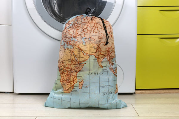 Travel-Size Laundry Bag, World Map