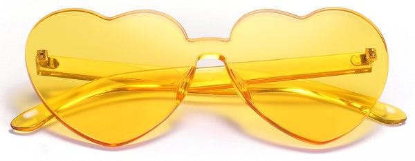 One Piece Heart Shaped Rimless Sunglasses Transparent Candy Color Eyewear(Yellow)