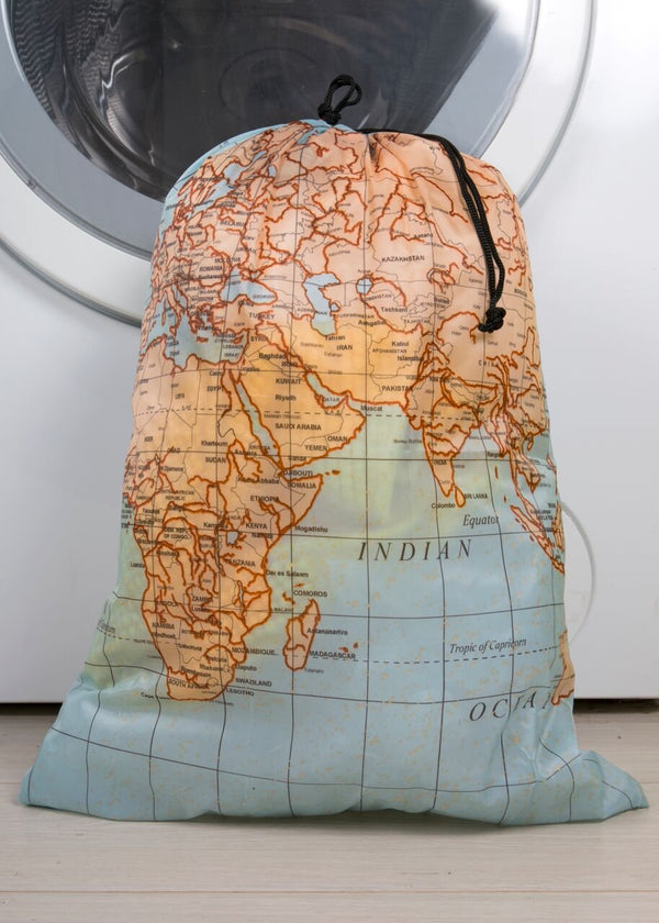 Travel-Size Laundry Bag, World Map