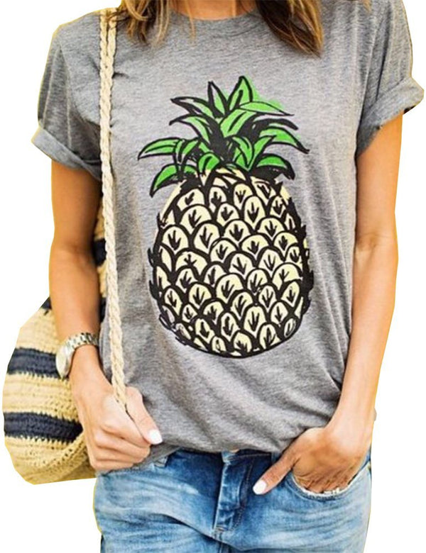 Haola Women's Summer Street Printed Tops Funny Juniors T Shirt Short Sleeve Tees Grey2 L