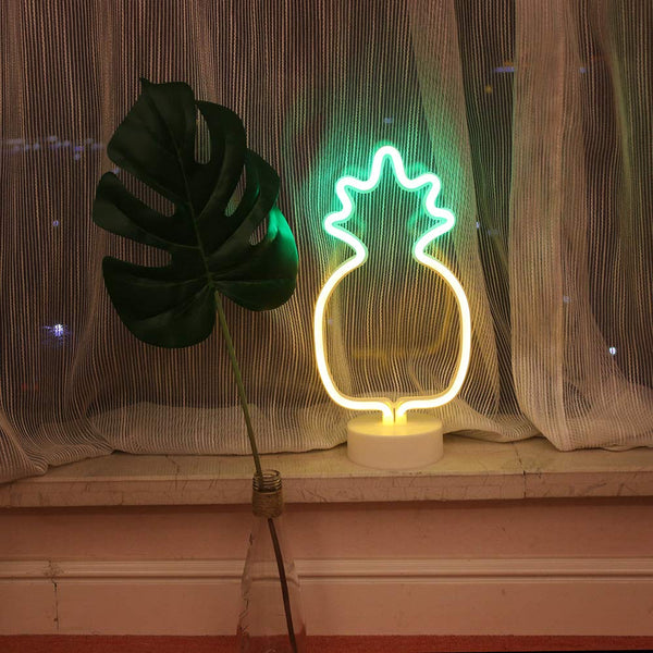 Neon Pineapple Lights Table Decor Battery Operated Creative Home Party Decoration Gift Kids -Green