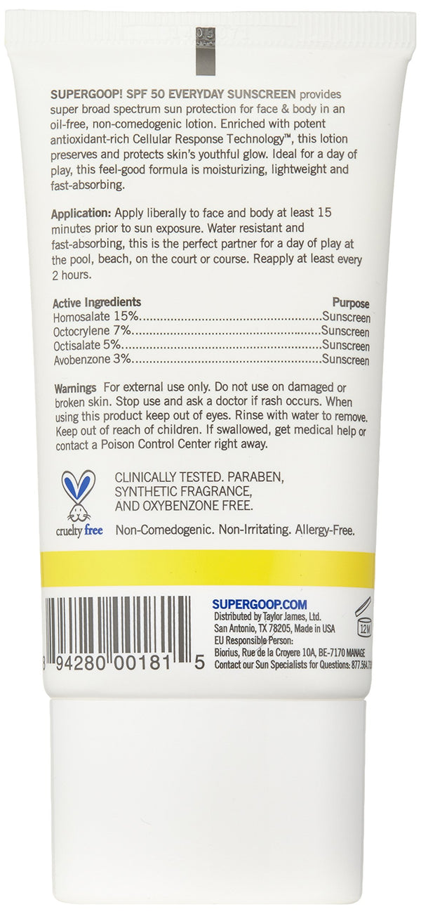 Supergoop! Everyday SPF 50 Sunscreen For Face and Body, with Sunflower Extract
