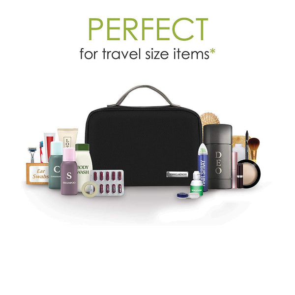 Cruelty-Free Leather Hanging Travel Toiletry Bag - Black