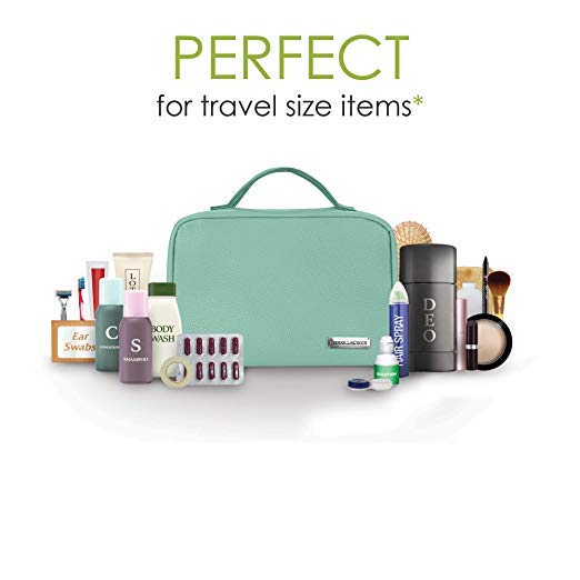 Cruelty-Free Leather Hanging Travel Toiletry Bag - Turqoise