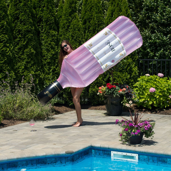 Swimline 90654 ROSÉ Float, Inflatable Pool Mattress, One Size, Pink/White/Clear/Black/Gold Accent