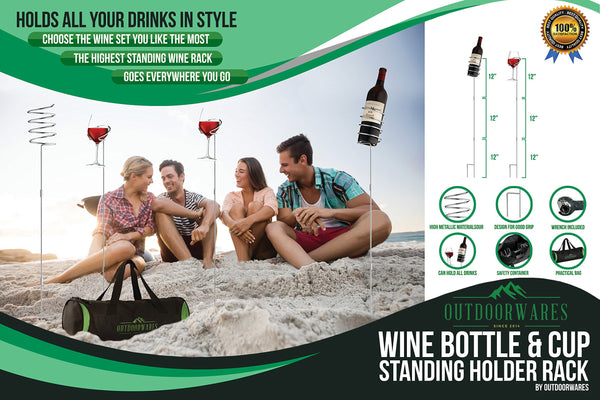 Wine Bottle & Cup Standing Holder Rack