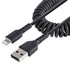 Startech.com 1m (3ft) Usb To Lightning Cable, Mfi Certified, Coiled Iphone Charger Cable, Black, Durable Tpe Jacket Aramid Fiber