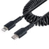 Startech.com Usb C To Lightning Cable 50cm / 20in, Mfi Certified, Coiled Iphone Charger Cable, Black, Tpe Jacket Aramid Fiber