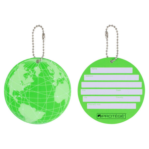 Protege Neon Round Ez Id Luggage Tags, 2 Pack Green