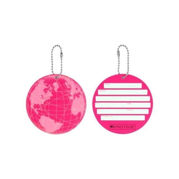 Protege Neon Round Ez Id Luggage Tags, Pink Family Pack (8 Tags)
