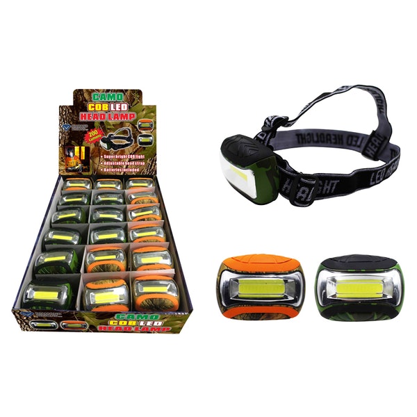 Camo COB LED Head Lamp Case Pack 18