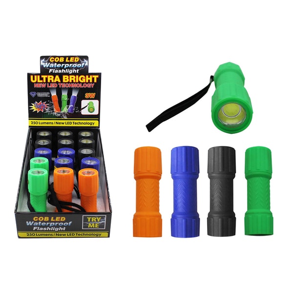 COB LED Waterproof/Floating Flashlight Case Pack 15