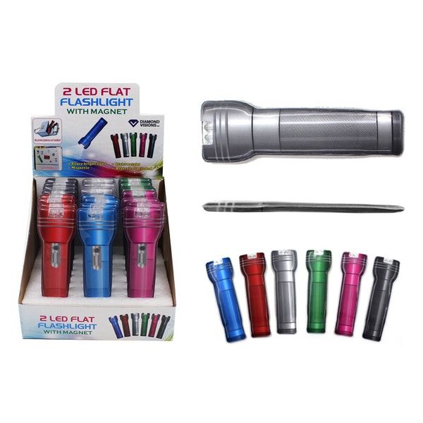 2 Led Flat magnetic Flashlight Case Pack 24